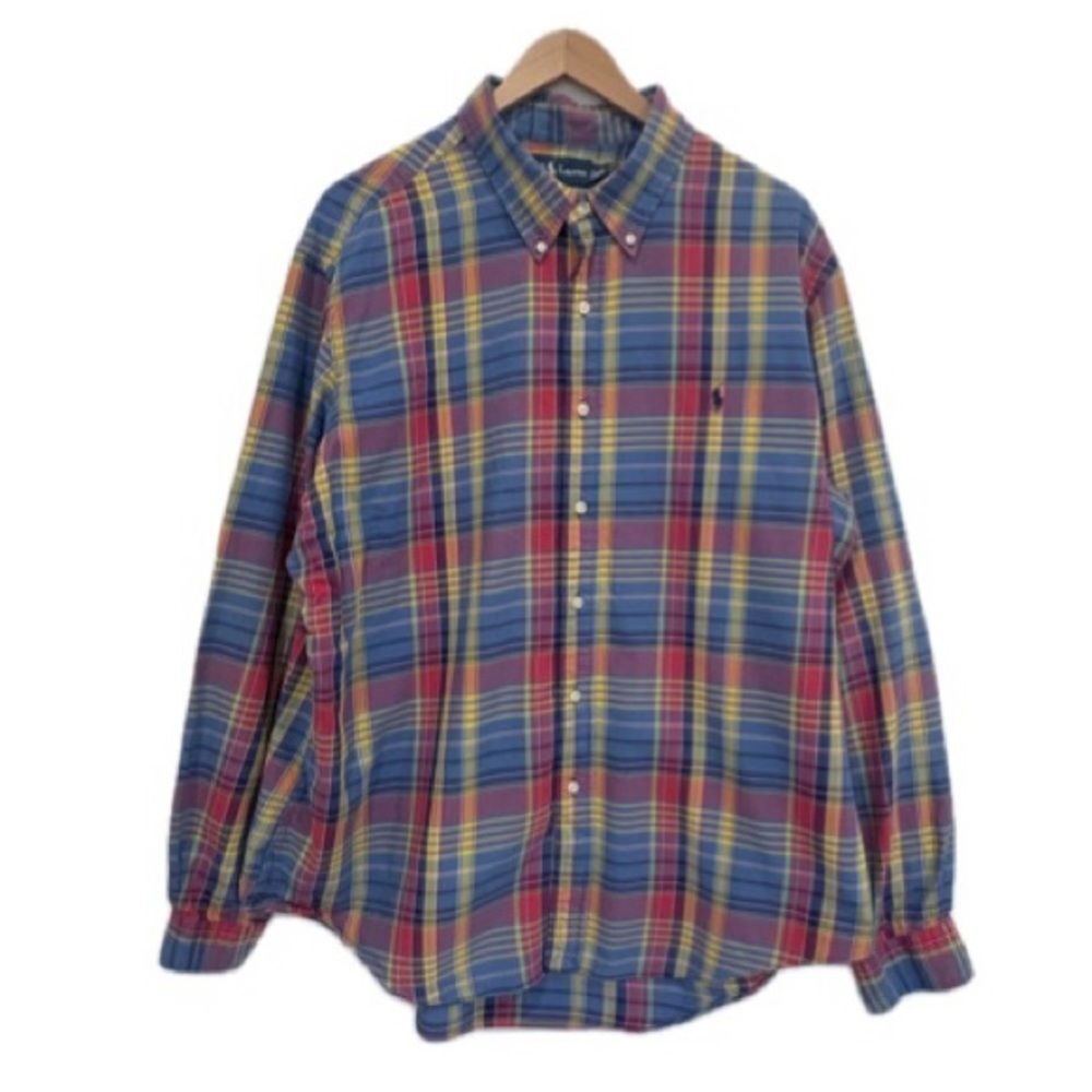 Ralph Lauren Mens Custom Fit Plaid Button Down Shirt Size XXL Long Sleeve Cotton